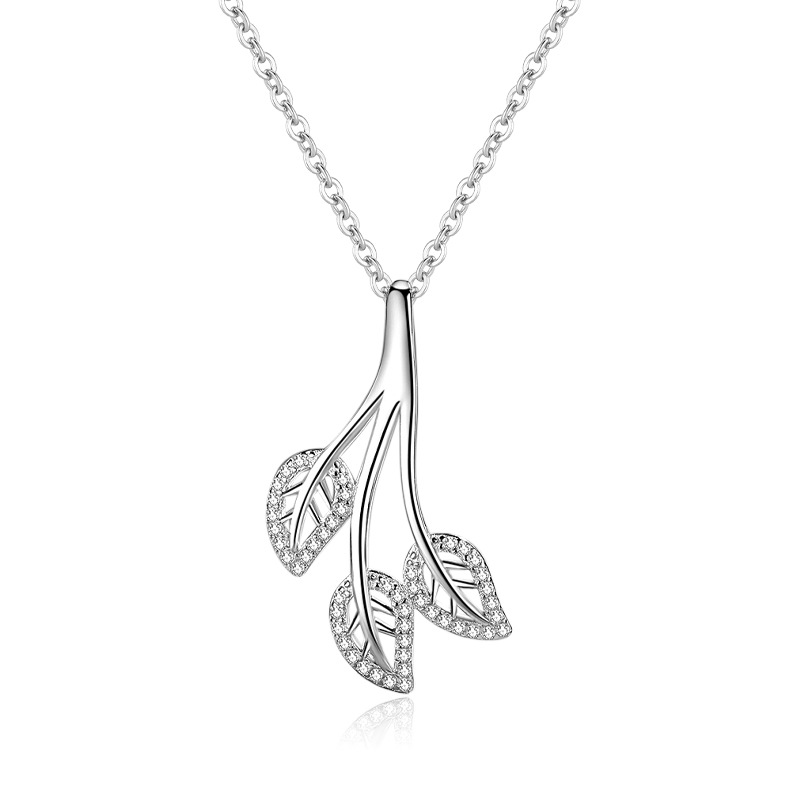 Elegante 925 Sterling Silber Blattanhängerkette