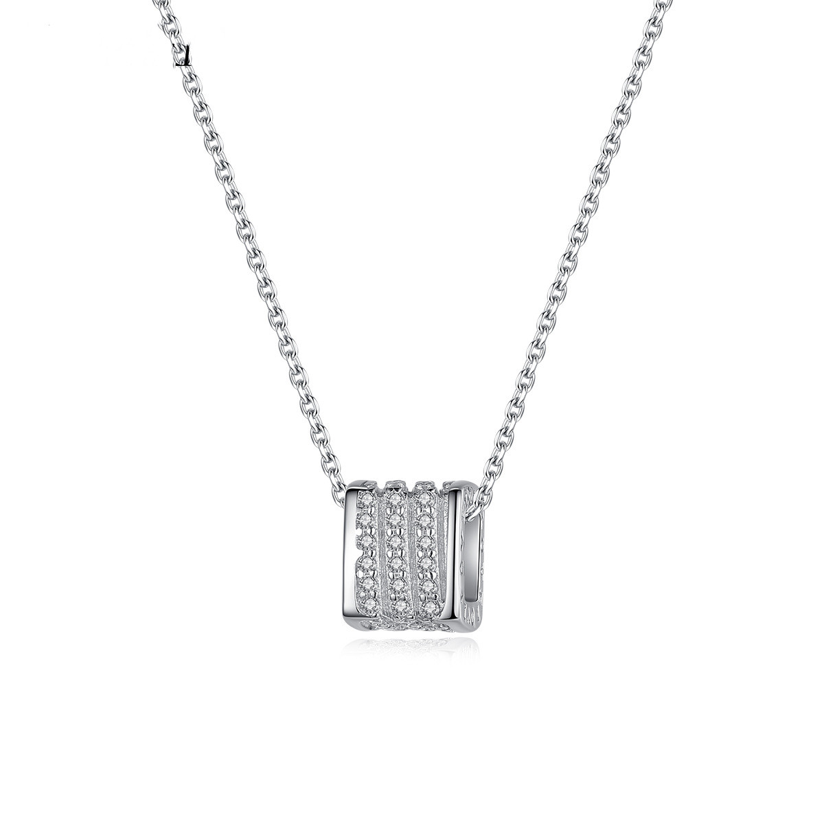 Elegante 925 Sterling Silber Halskette im Quadratdesign